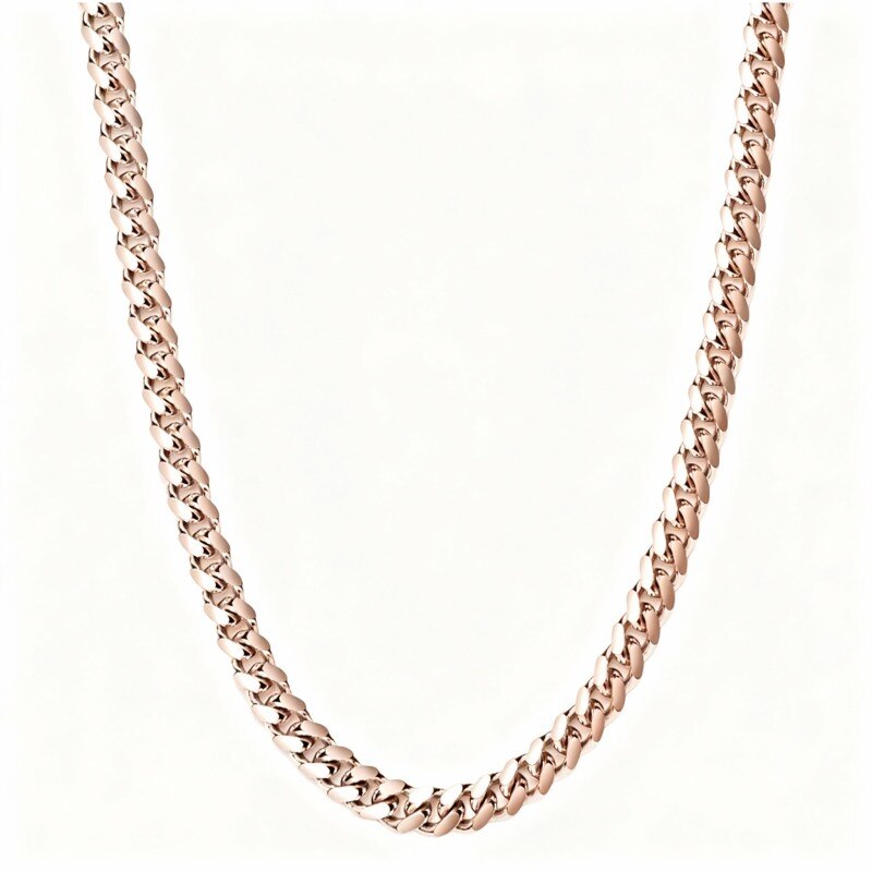 Chaîne cubaine en or rose 14 carats pour homme-1