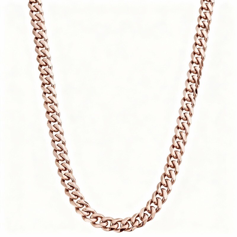 Chaîne cubaine en or rose 10 carats pour homme-1