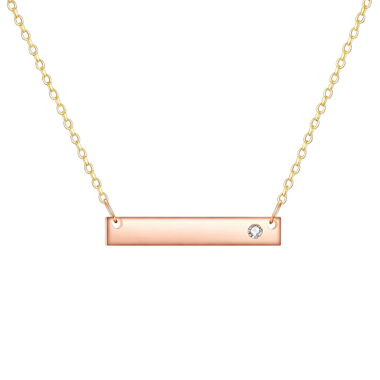 10K Roségouden Ketting met staafje en kubische zirkonia