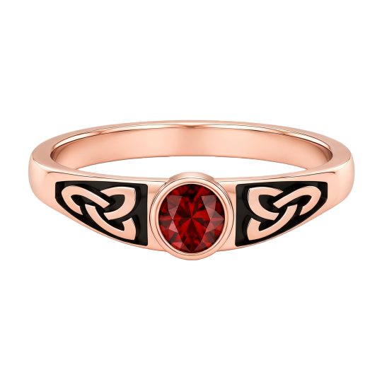 Anillo de oro rosa de 10 quilates con circonita cúbica grabable para padre e hija, padre e hijo, padres e hijos y piedra de nacimiento del padre para hombre.