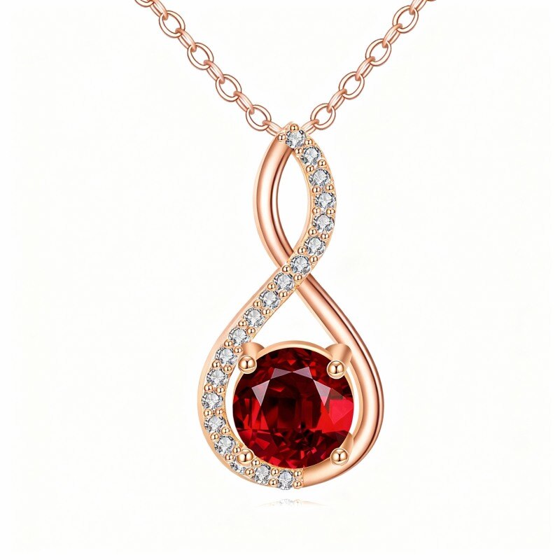 Collar con colgante de símbolo de infinito en oro rosa de 18 quilates con circonitas cúbicas y moissanita-1