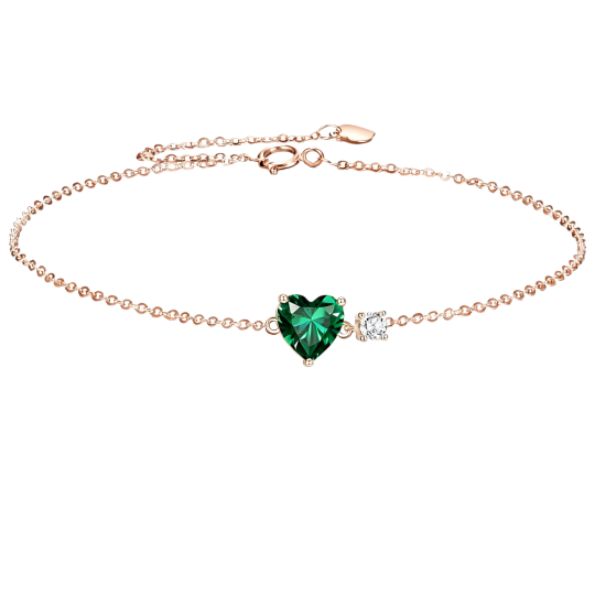 10K Rose Gold Cubic Zirconia & Moissanite Personalized Birthstone Charm Bracelet