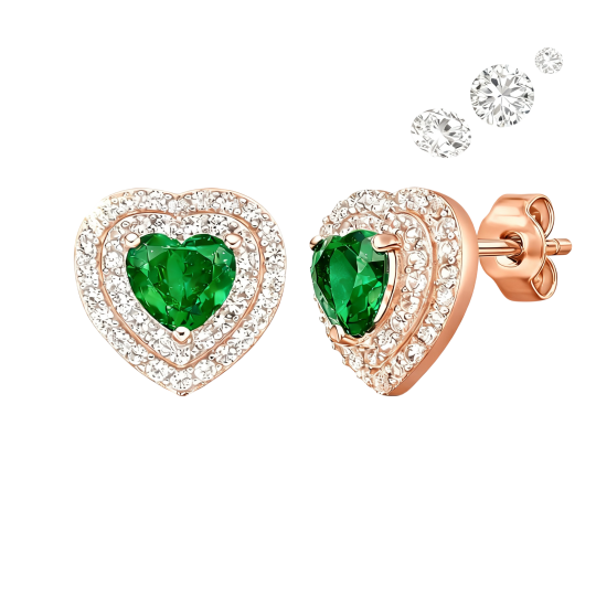 Pendientes de botón personalizados con piedra natal, circonita cúbica y moissanita en oro rosa de 10 quilates