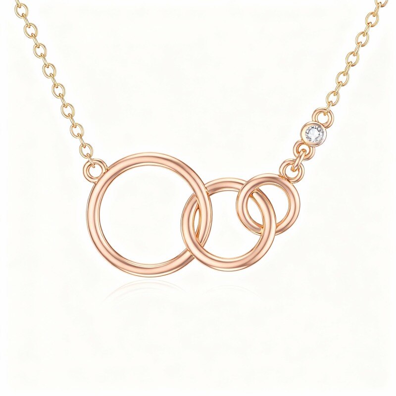 18K Rose Gold Cubic Zirconia Mother Pendant Necklace-1