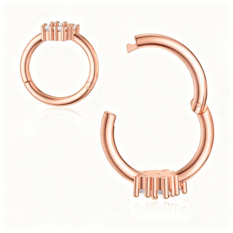 Anillo nasal de circonita cúbica en oro rosa de 18 quilates-1