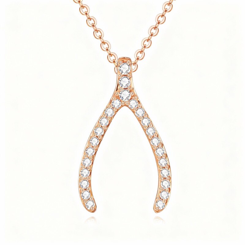 18K Rose Gold Cubic Zirconia Pendant Necklace-1