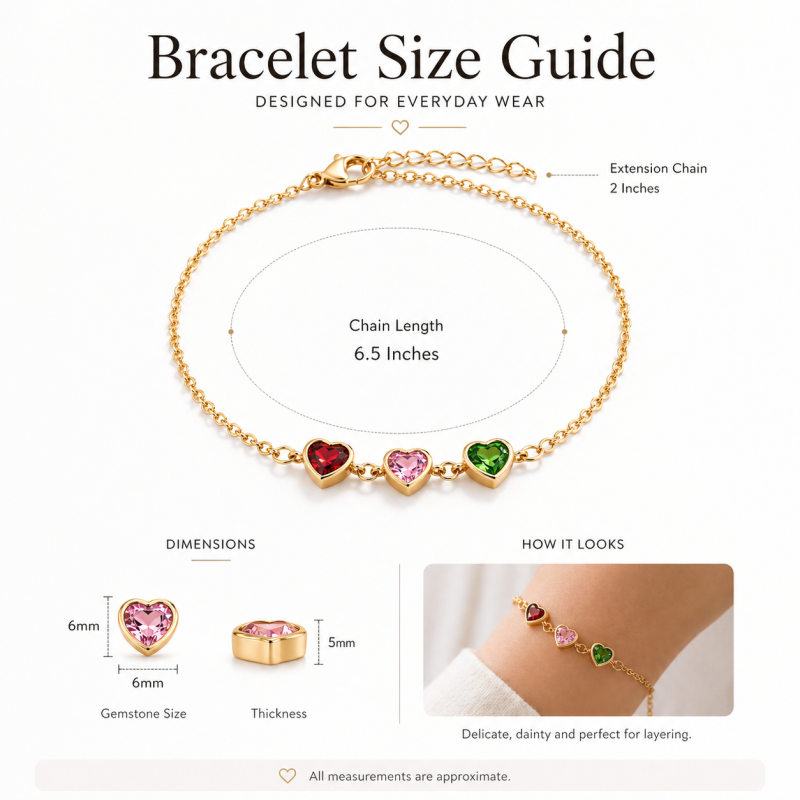 14K Rose Gold Cubic Zirconia Personalized Birthstone Charm Bracelet-4