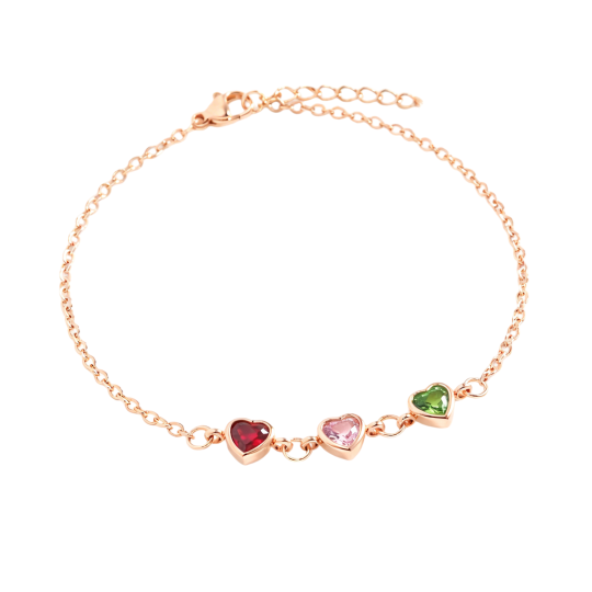 10K Rose Gold Cubic Zirconia Personalized Birthstone Charm Bracelet