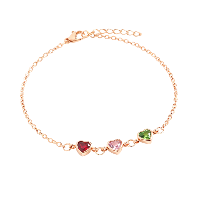 14K Rose Gold Cubic Zirconia Personalized Birthstone Charm Bracelet-1