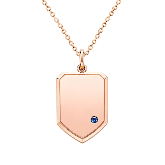 Collier pendentif personnalisé en or rose 10 carats avec zircon cubique, pierre de naissance et gravure, pour homme. Idéal pour les couples père-fille, père-fils et père.