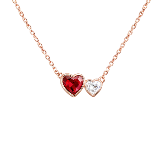 Personalisierte Halskette aus 10-karätigem Roségold mit Zirkonia, Geburtsstein und Herzanhänger