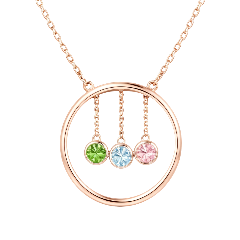 Personalisierte Geburtsstein-Anhänger-Halskette aus 14-karätigem Roségold mit Zirkonia-1