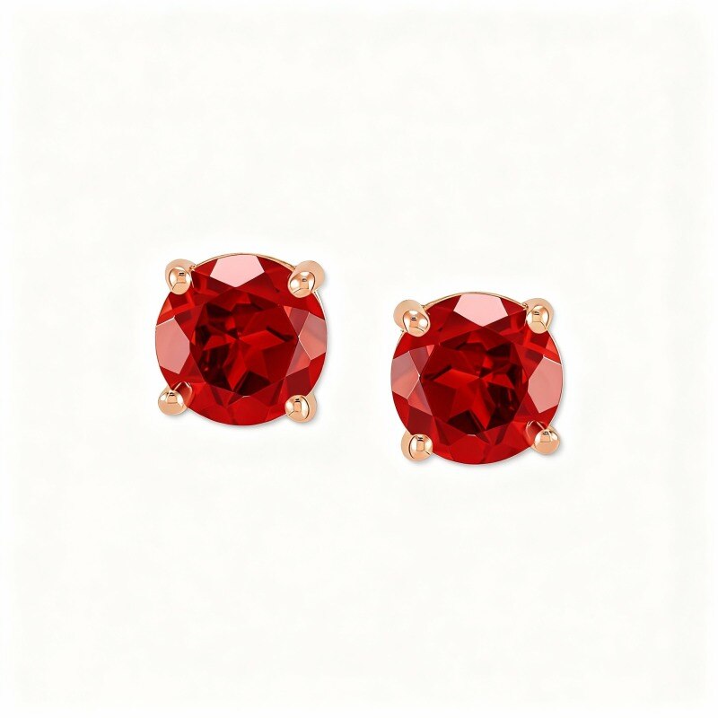 Boucles d'oreilles puces personnalisées en or rose 10 carats et zircon cubique, serties de pierre de naissance-1