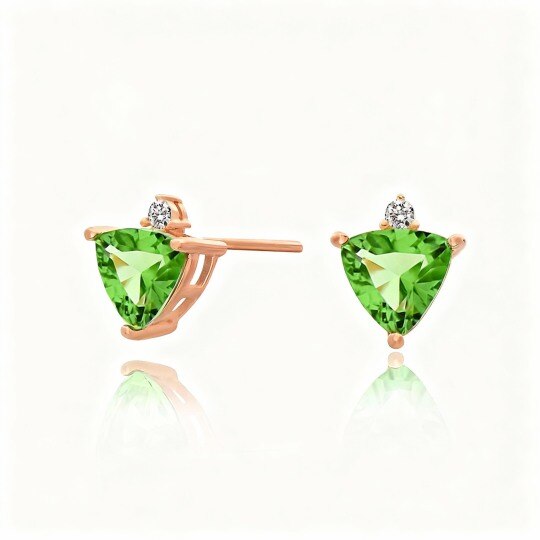9K Rose Gold Cubic Zirconia Personalized Birthstone Stud Earrings