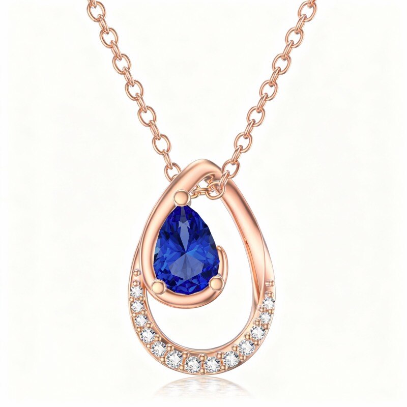 Collier pendentif rond en or rose 10 carats et zircon cubique-1