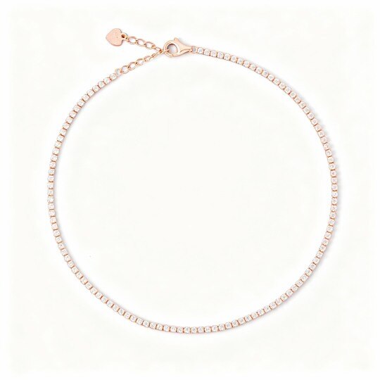 Tobillera de tenis de oro rosa de 10 quilates con circonita cúbica de 1,2 mm