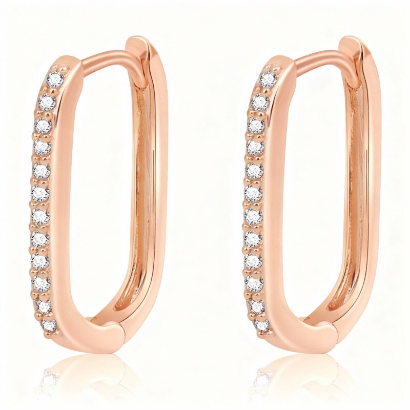 Quadratische Creolen aus 18-karätigem Roségold mit Zirkonia-1