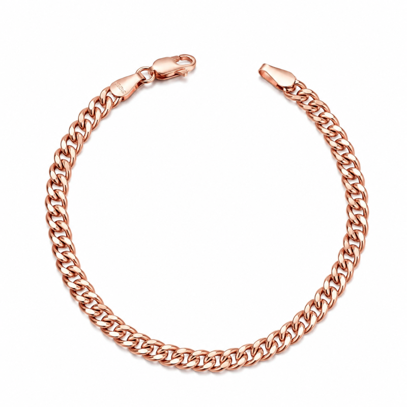 Bracelet à maillons gourmette en or rose 14 carats-1