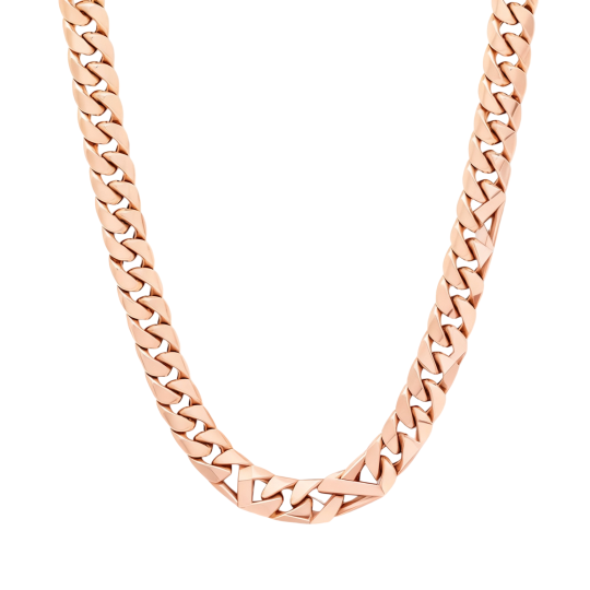 Collier à maillons gourmette en or rose 10 carats pour homme