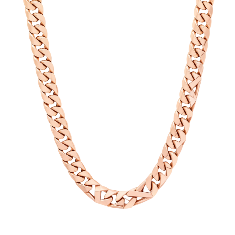 Halskette aus 14-karätigem Roségold mit Panzerkette für Herren-1