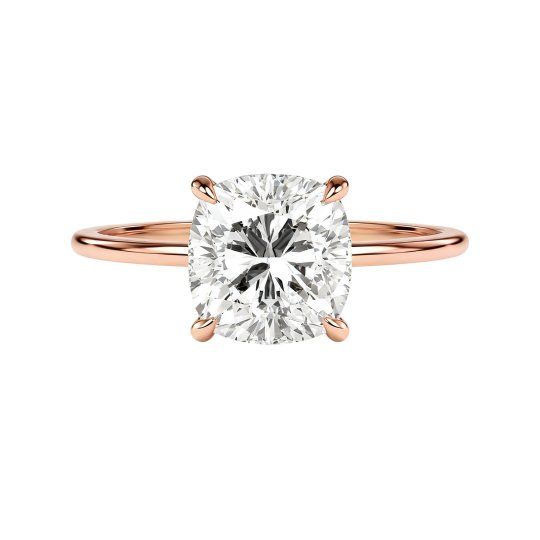 10K Rose Gold Cushion Cut Lab-Grown Diamond Custom Engagement Ring D Color VVS1 Clarity 3EX IGI Certified