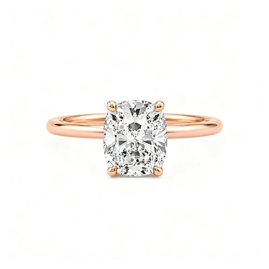 10K Rose Gold Cushion Cut Lab-Grown Diamond Custom Engagement Ring D Color VVS1/VS1 Clarity 3EX IGI Certified