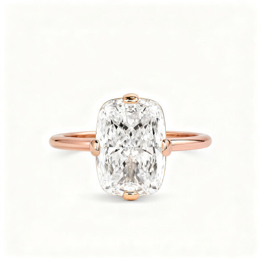 10K Rose Gold Cushion Cut Lab-Grown Diamond Custom Engagement Ring D Color VVS1/VS1 Clarity 3EX IGI Certified