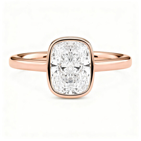 10K Rose Gold Cushion Cut Lab-Grown Diamond Custom Engagement Ring D Color VVS1/VS1 Clarity 3EX IGI Certified