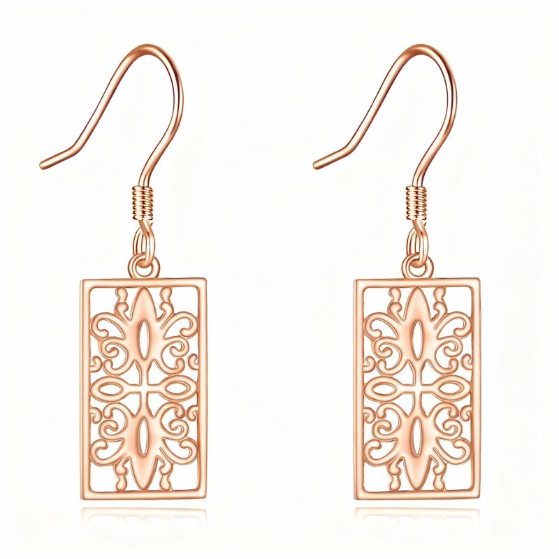 18K Rose Gold Daffodil Drop Earrings-1