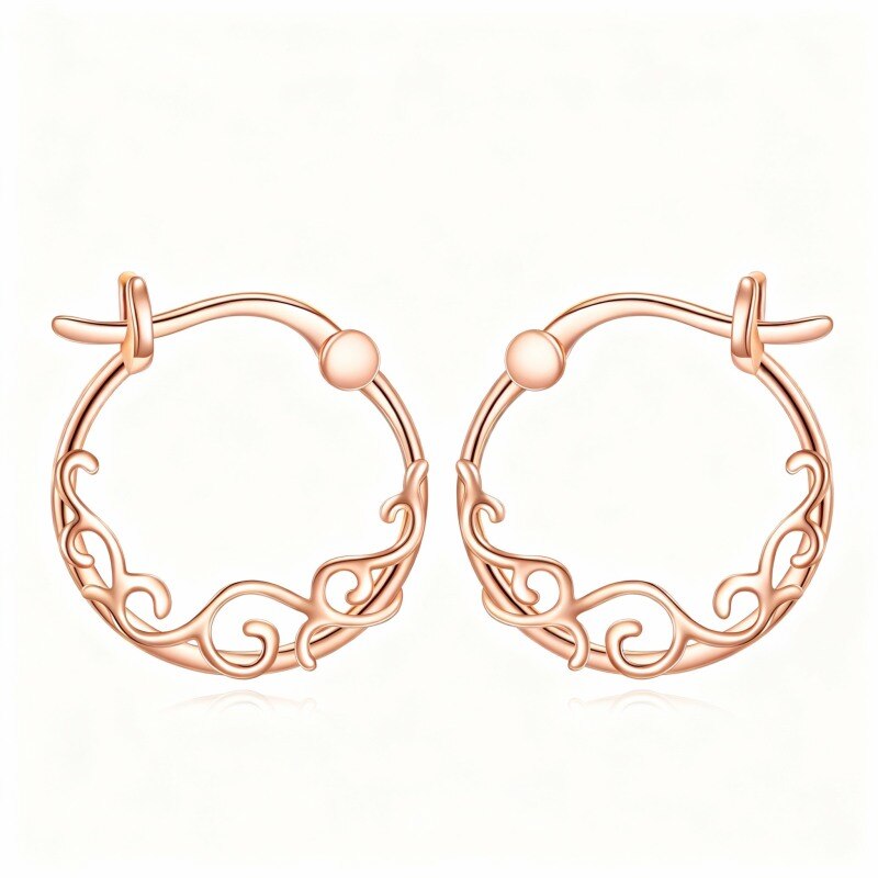 Pendientes de aro de narciso en oro rosa de 14 quilates-1