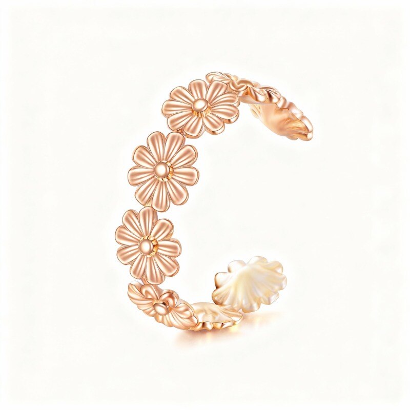 Boucles d'oreilles manchette marguerite en or rose 10 carats-1