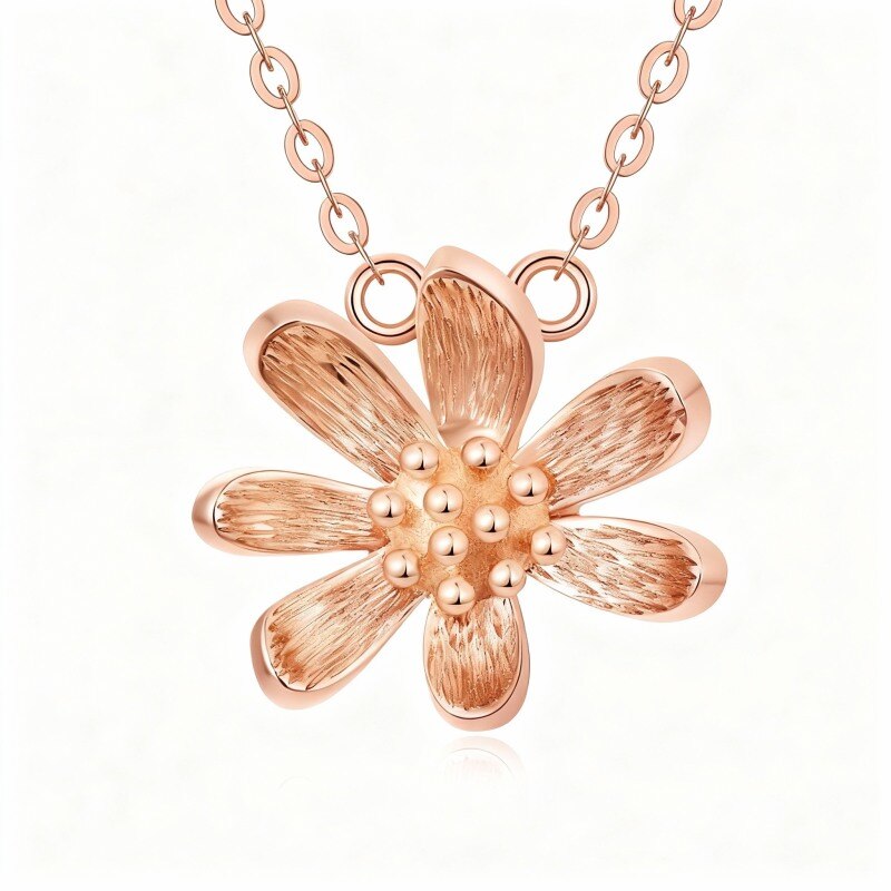 Halskette mit Gänseblümchenanhänger aus 18-karätigem Roségold-1