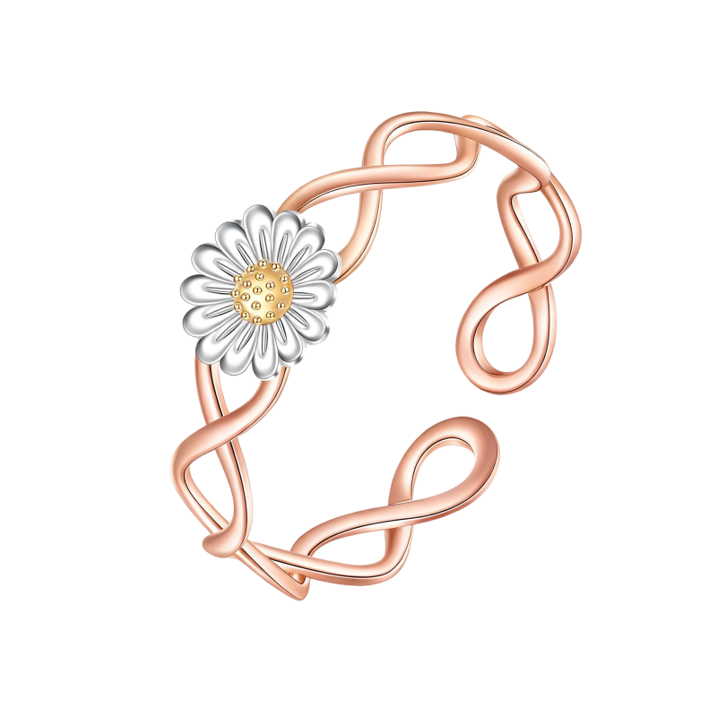 Anillo para el dedo del pie con forma de margarita en oro rosa de 18 quilates-1