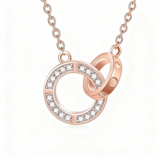Halskette mit Diamantkugelanhänger aus 10-karätigem Roségold