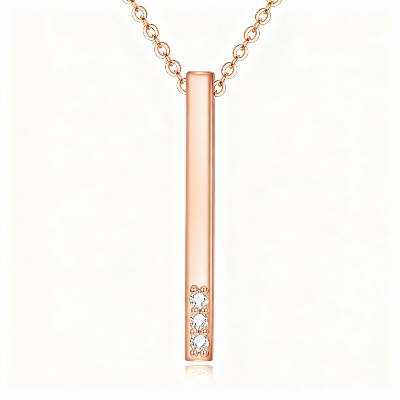 Collier barrette en or rose 14 carats serti de diamants-1