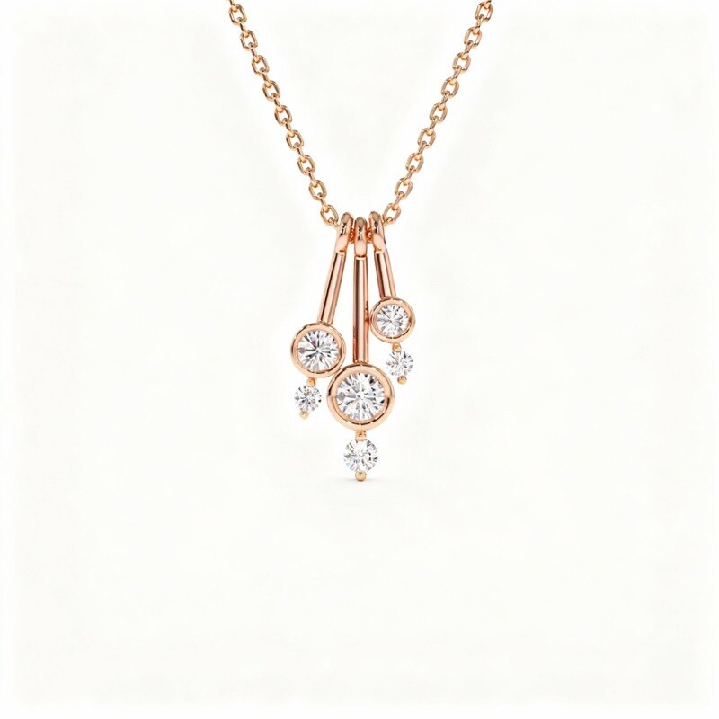 14K Rose Gold Diamond Pendant Necklace-1