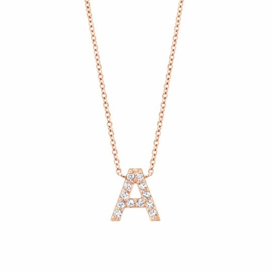 Collar con colgante de inicial personalizado con diamante en oro rosa de 10 quilates