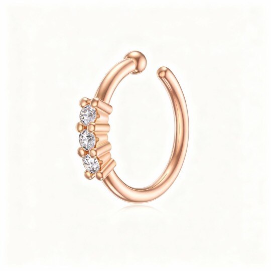 10K Rose Gold Diamond Round Nose Ring