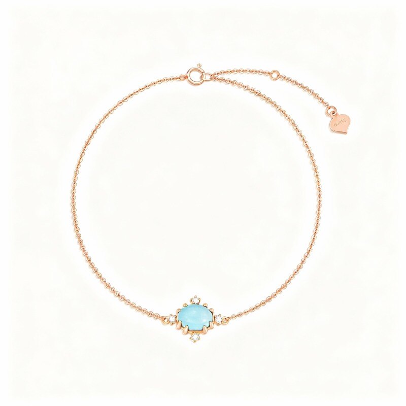 Bracelet à breloques en or rose 14 carats, diamants et turquoise-1