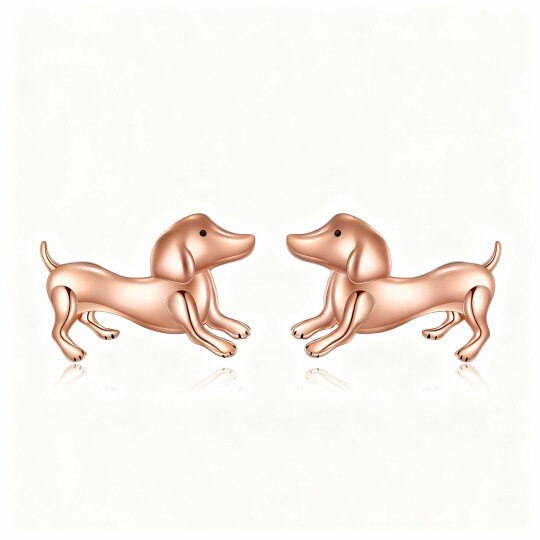 10K Rose Gold Dog Stud Earrings