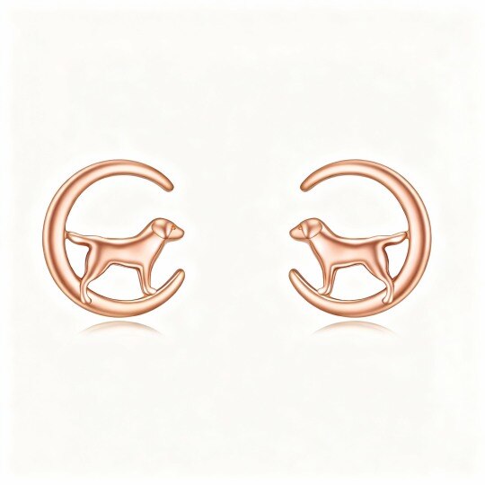 10K Rose Gold Dog Stud Earrings