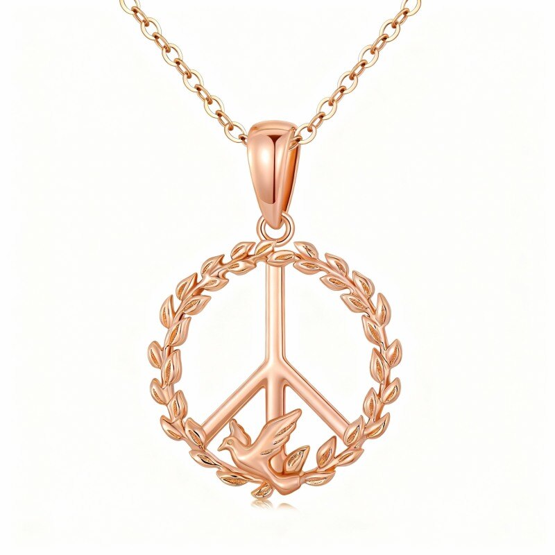 Collier pendentif colombe en or rose 10 carats-1