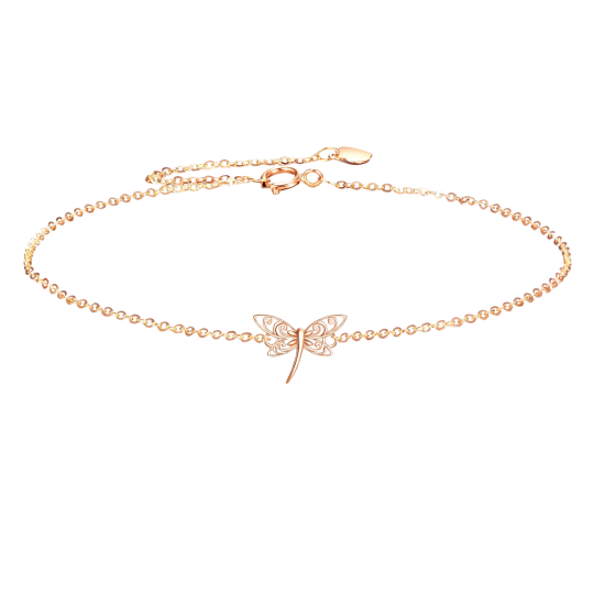 10K Rose Gold Dragonfly Charm Bracelet