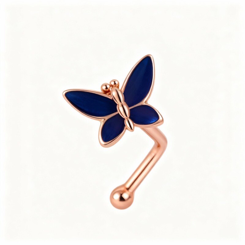 18Kローズゴールドのトンボの鼻ピアス-1