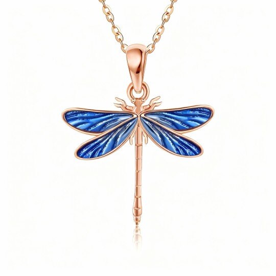 10K Rose Gold Dragonfly Pendant Necklace