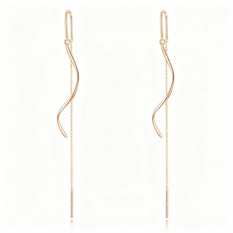 Boucles d'oreilles pendantes en or rose 10 carats-1