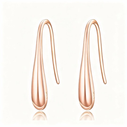 Pendientes colgantes en forma de gota de oro rosa de 10 quilates