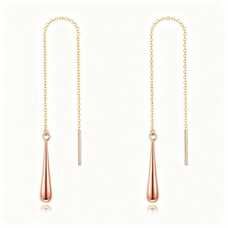Boucles d'oreilles pendantes en or rose 10 carats-1