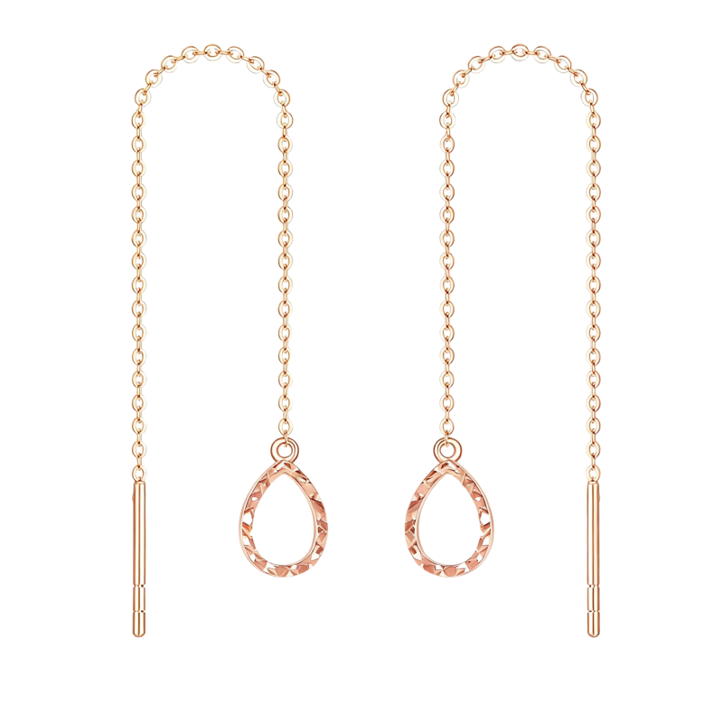 Pendientes colgantes con forma de gota de oro rosa de 14 quilates-1