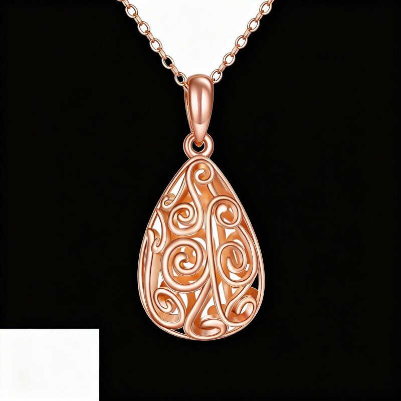 Collar con colgante en forma de gota de oro rosa de 10 quilates-1